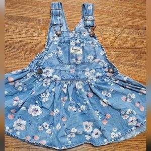 OshKosh Overall Dress with pink Floral Pattern Size 2T